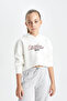 Girls Oversize Wide Fit Crop Hooded Printed Sweatshirt D0314A824Au