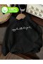 Enjoy Text Detailed Fleece Hooded Sweatshirt