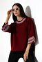 Crew Neck Half Sleeve Jacquard Panel Loose Comfortable Stylish Elegant Knitwear Sweater - 2