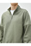 Basic Sweat Half Zipper Stand Collar Long Sleeve Raised - 5