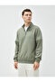 Basic Sweat Half Zipper Stand Collar Long Sleeve Raised - 3