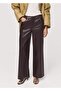 Leather look straight cut pants