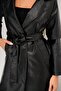 Belted Leather Trench Coat - 3