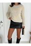 Soft Textured Knitwear Sweater with Feather Detail