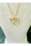 Colorful Stoned Butterfly Gold Steel Necklace - 3