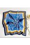 Hei Blue Navy Blue Floral Patterned Vintage Satin Look Square Scarf Foulard Women's Accessory - 2
