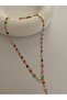 Colorful Stone Y Model Rose Steel Necklace - 5