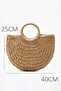 Hand Knitted Straw Bag - Summer Beach and Daily Rattan Bag with Shoulder Strap - 3
