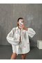 Women's Ecru Heart Embroidered Premium Quality Muslin Fabric Balloon Sleeve Shirt