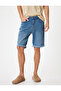 Slim Fit Denim Shorts Bermuda with Pocket Detail Cotton - 3