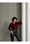 Women's Stylish Button Detailed Buttoned Cardigan - Burgundy - 7
