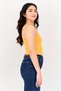 Ronisia Women Round Neck Sleeveless Rib Tank Top, Orange - 4
