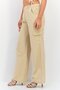 Women Regular Fit Plain Wide Leg Pants, Beige - 3