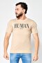 Men Crew Neck Short Sleeves Graphic Print T-Shirt, Beige