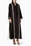 Stylish and Comfortable Crystal Detailed Abaya with Open Front Design for Modest Style Wear
