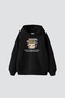Retro Childhood Vibes Printed Oversize Unisex Oversize Black Hoodie