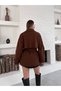 Women's Short Double-Breasted Belted Stylish and Modern Coat - 5
