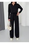 Women's Black Modal Polo Neck Long Sleeve Soft Touch Sports Set - 2