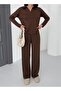 Women's Brown Modal Polo Neck Long Sleeve Soft Touch Sports Set - 2