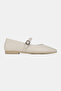 Women's Beige Khaki Natural Leather Buckled Strap Flat Shoes, Size 36-41 - 5
