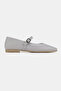 Women's Gray Khaki Natural Leather Buckle Strap Flat Shoes, Size 36-41 - 5