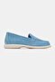 Women's Blue Suede Khaki Natural Leather Loafer Shoes, Size 36-41 - 5