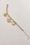 316L Steel Gold Color Women's Bracelet with Sun, Moon and Coin Figures and Pearl Detail - 2