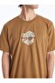 Xside Brown Crew Neck Short Sleeve Printed Combed Men's T-Shirt - 4