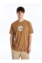 Xside Brown Crew Neck Short Sleeve Printed Combed Men's T-Shirt - 2