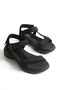 Vanessa Sinclair Black Women's Low Heel Orthopedic Comfortable Sole Velcro Adjustable Daily Stylish Sports Sandals