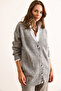 Women's Gray 5 Button Soft Textured Thick Long Cardigan Hrk-19000375 - 4