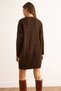 Women's Bitter Brown Sleeve Ribbed Front Braided Hair Knitwear Tunic Dress Elb-19002532 - 7