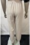 Women's Beige Linen Palazzo Pants with Elastic Waist - 5