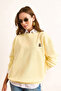 Women's Yellow Teddy Bear Embroidered Stitching Detailed Thick Sweatshirt Swt-19000731 - 2