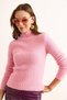 Women's Pink Stand Collar Ribbed Beard Knitwear Sweater Kzk-19000979 - 5