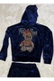Women's Velvet Tracksuit Set with Stone Print - 2