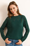 Women's Emerald Green Openwork Detailed Knitwear Blouse Blz-19003090 - 2