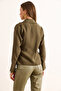 Women's Khaki Shirt Detailed Side Tie Woven Modal Blouse Blz-19003092 - 7