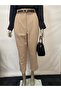 Women's High Waist Front Pleated Brown Carrot Pants
