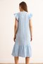 Women's Baby Blue Sleeve Skirt Ruffle Textured Midi Dress Elb-19002364 - 6