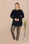 Long Sleeve, Oversized, Leopard Print Women's Pajama Set - 2