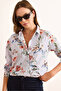 Women's White Navy Blue Striped Jungle Cotton Shirt Gml-19001389