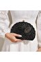 Elegant Peacock Feather Sequin Evening Clutch-Synthetic Material, with Removable Strap-Black - 7