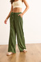 Women's Khaki Textured Elastic Waist Draped Trousers with Pockets Pnt-19000333 - 5