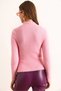 Women's Pink Stand Collar Ribbed Beard Knitwear Sweater Kzk-19000979 - 6