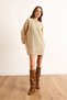 Women's Beige Tiny Hair Braided Knitwear Tunic Dress Elb-19002534 - 2