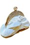 White Mini Clutch Bag with Crown Design, Pearl Accents & Removable Strap