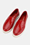 Women's Red Patent Leather Genuine Natural Leather 36-41 Number Loafer Shoes - 2