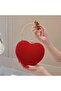 Heart-Shaped Corduroy Mini Evening Clutch – Red - 5