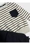 Boy's 100% Cotton Cream Color Black Striped Long Sleeve Tracksuit Set - 3